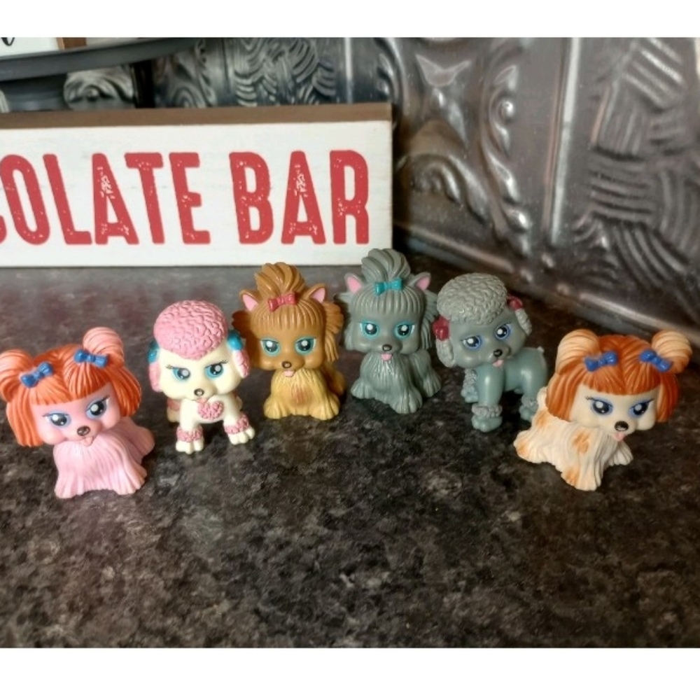 Barbie My Chic Boutique Pet Pals Grey Pink Poodle Puppy Dog Toy Lot Doll Minis